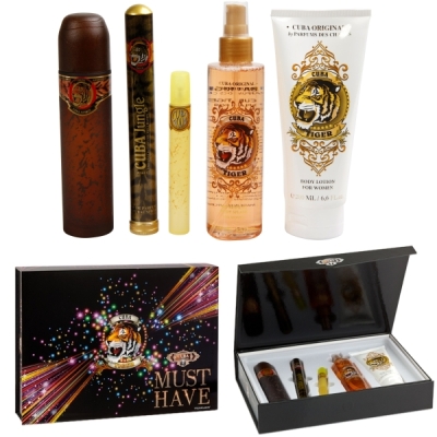 Cuba Must Have Tiger - zestaw, 3 x woda perfumowana, balsam do ciała, mgiełka w sprayu