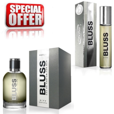 Chatler Bluss Grey Men - zestaw promocyjny, woda perfumowana 100 ml, woda perfumowana 30 ml